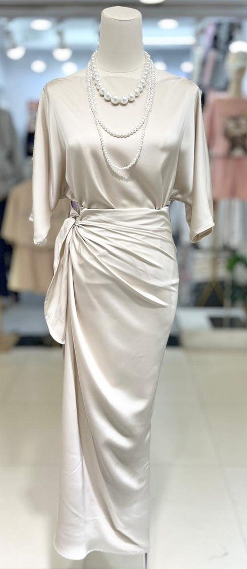 Women Elegant Satin Wrap Tie Dresses